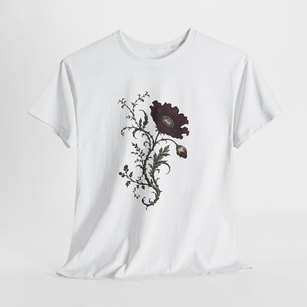 Vintage Burgundy Botanical Engraving T-Shirt