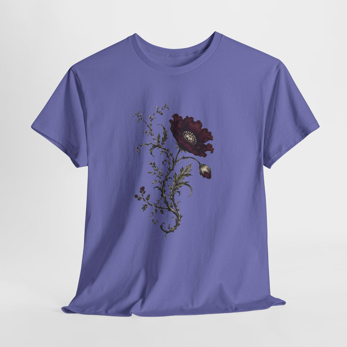 Vintage Burgundy Botanical Engraving T-Shirt