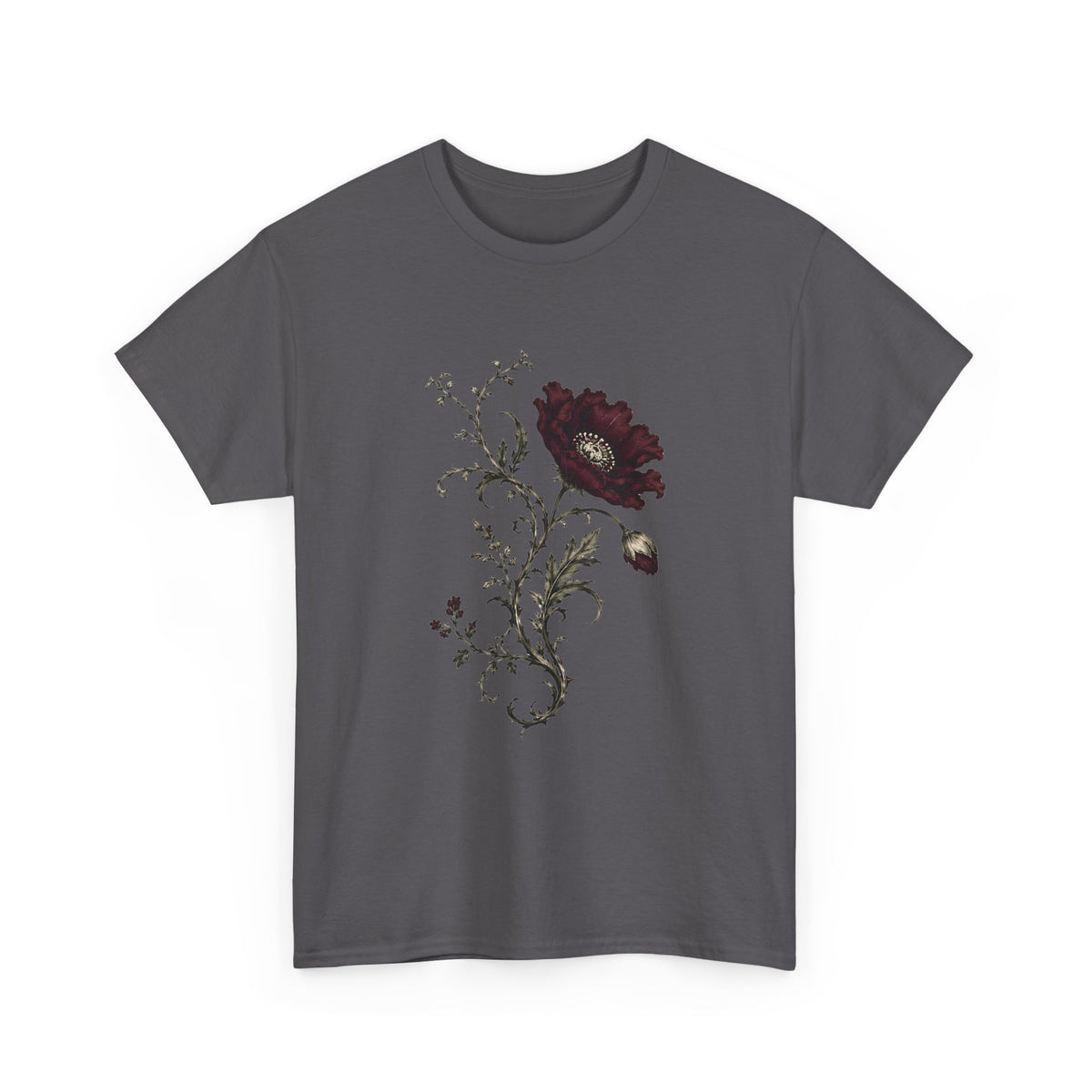 Vintage Burgundy Botanical Engraving T-Shirt