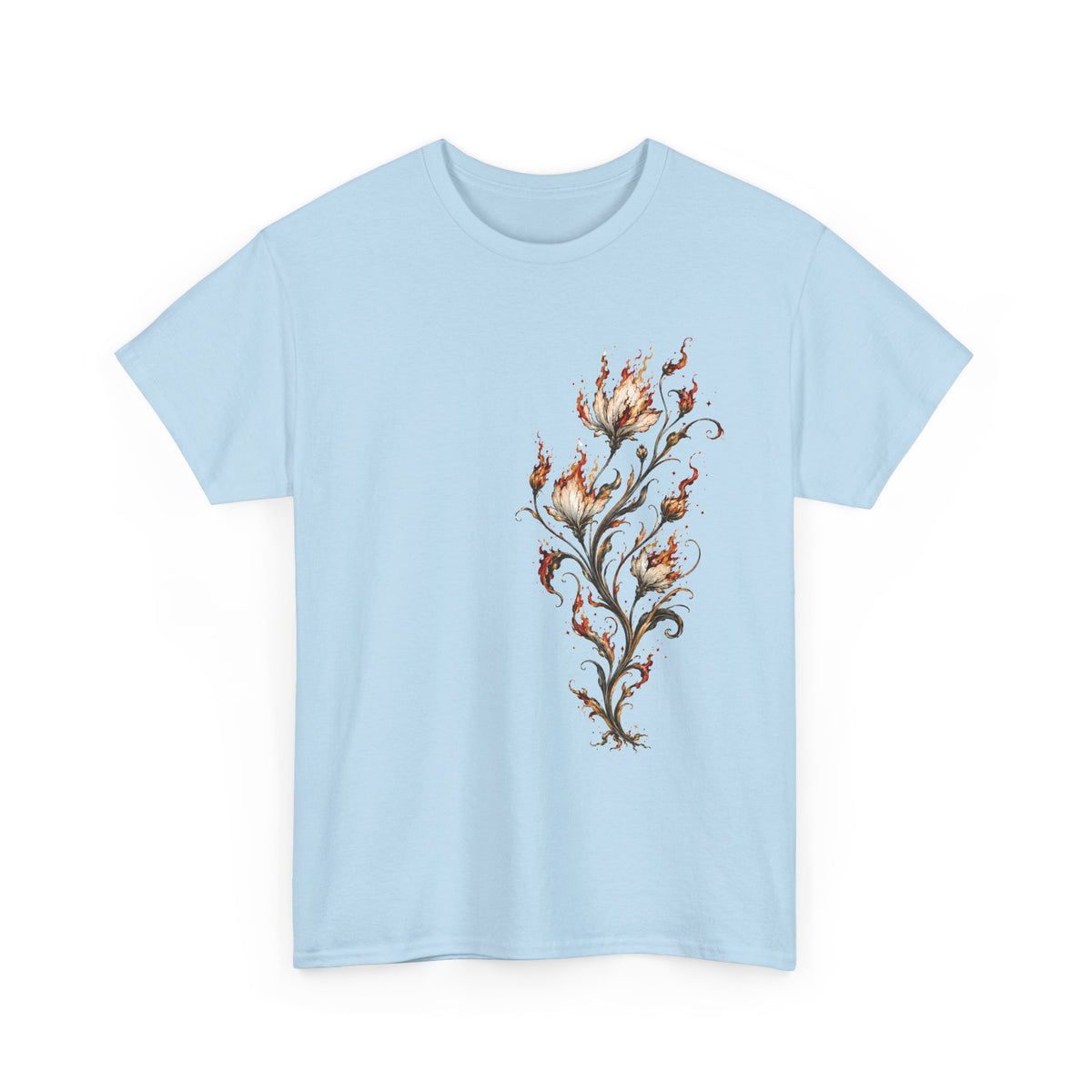 Burning Floral Engraving T-Shirt