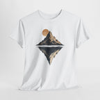 Woodcut Mountain Reflection at Sunset T-Shirt