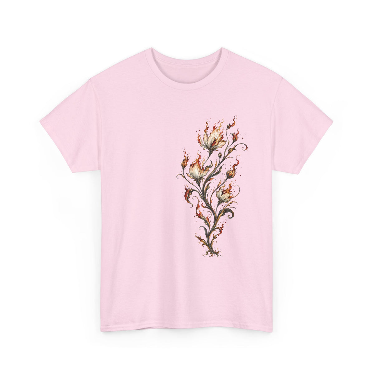 Burning Floral Engraving T-Shirt