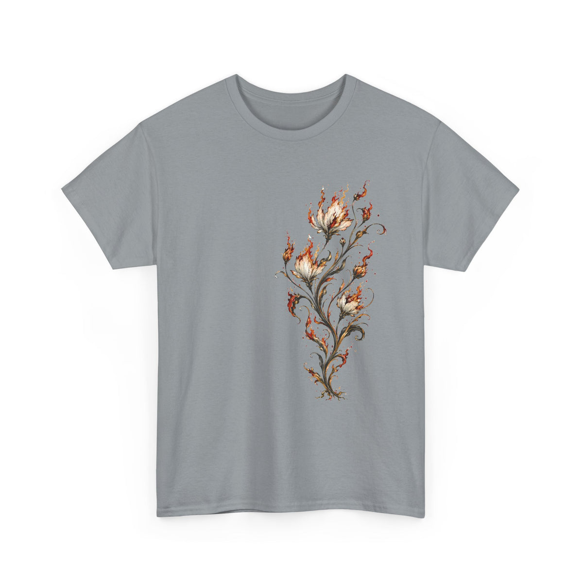 Burning Floral Engraving T-Shirt