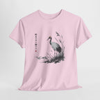 Tranquil Crane in Misty Reeds T-Shirt