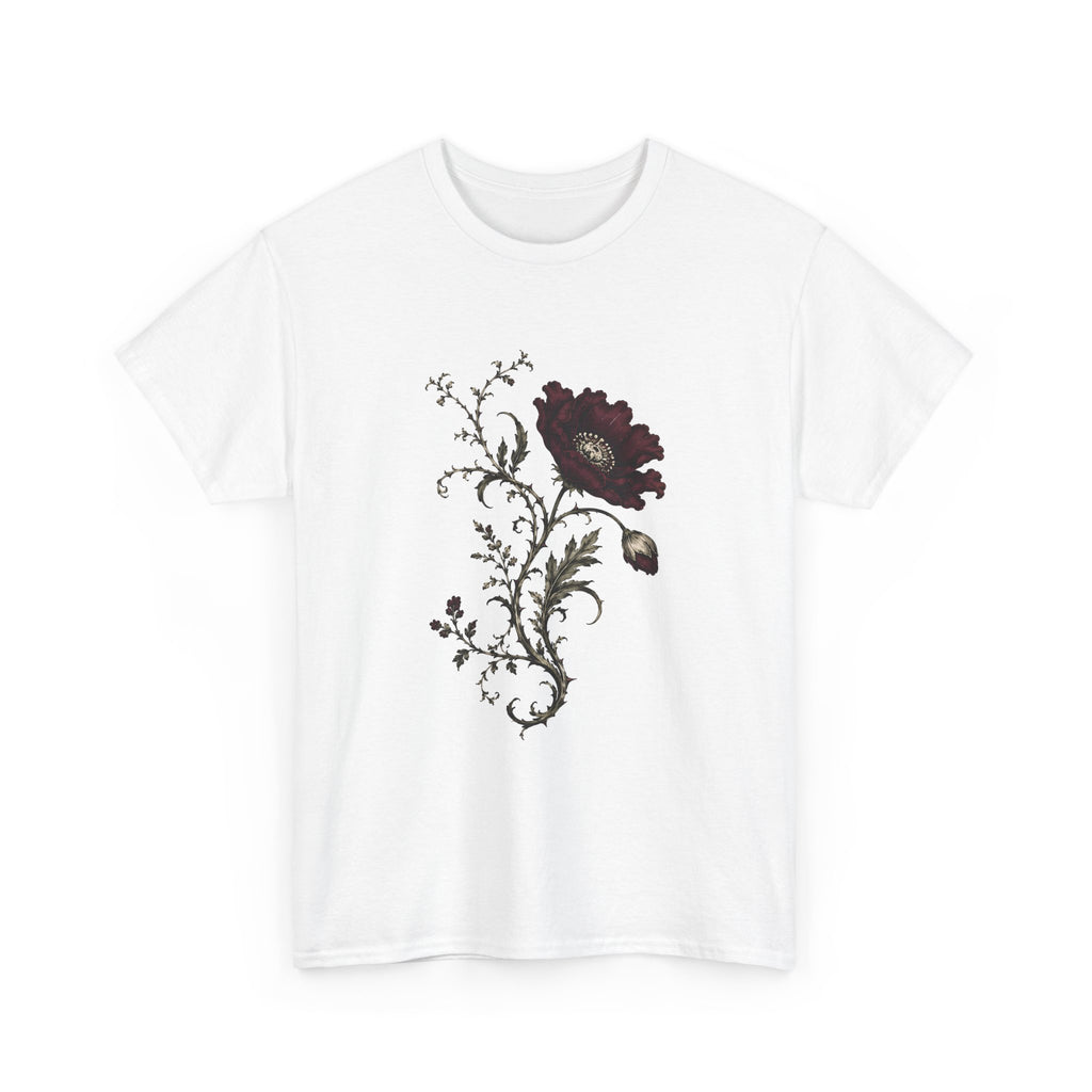 Vintage Burgundy Botanical Engraving T-Shirt