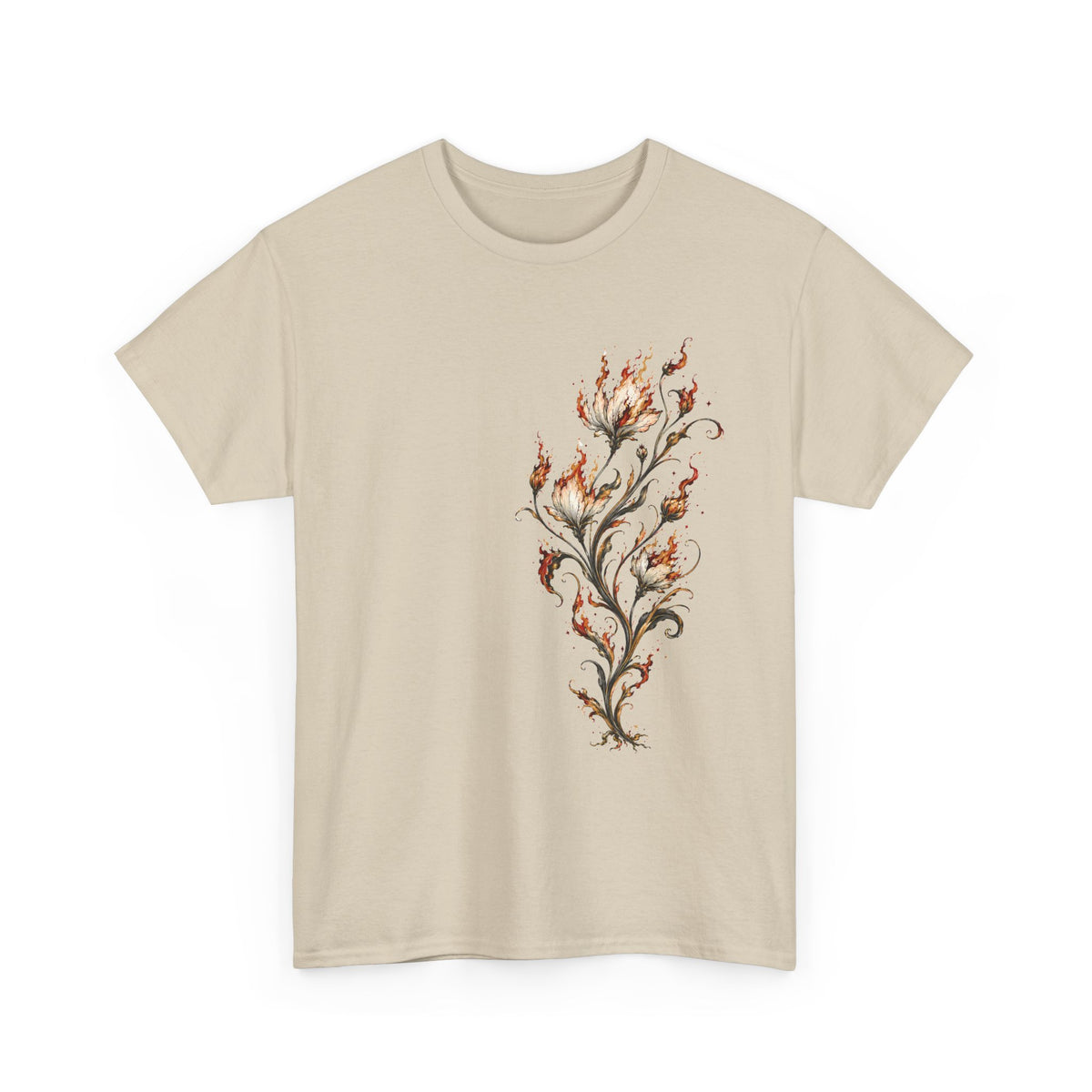 Burning Floral Engraving T-Shirt