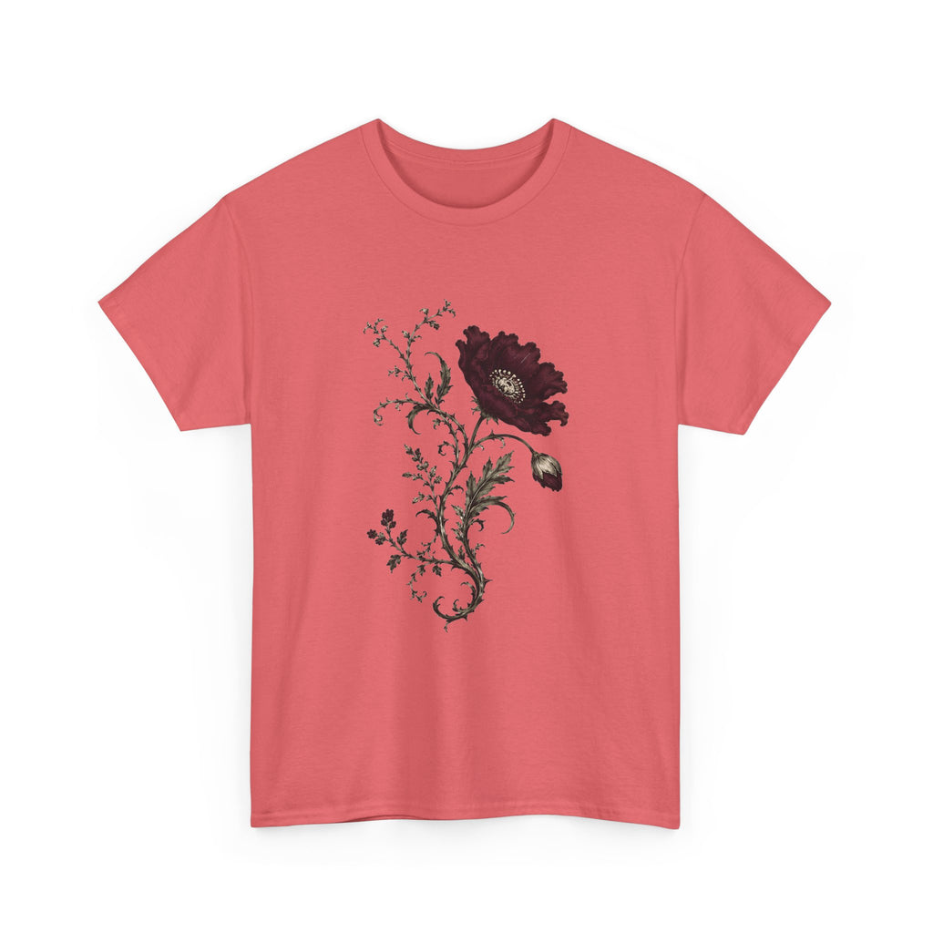 Vintage Burgundy Botanical Engraving T-Shirt