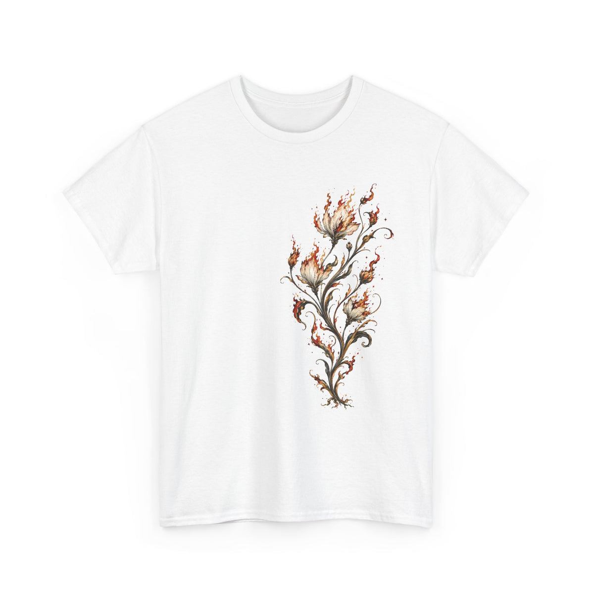 Burning Floral Engraving T-Shirt