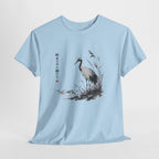 Tranquil Crane in Misty Reeds T-Shirt