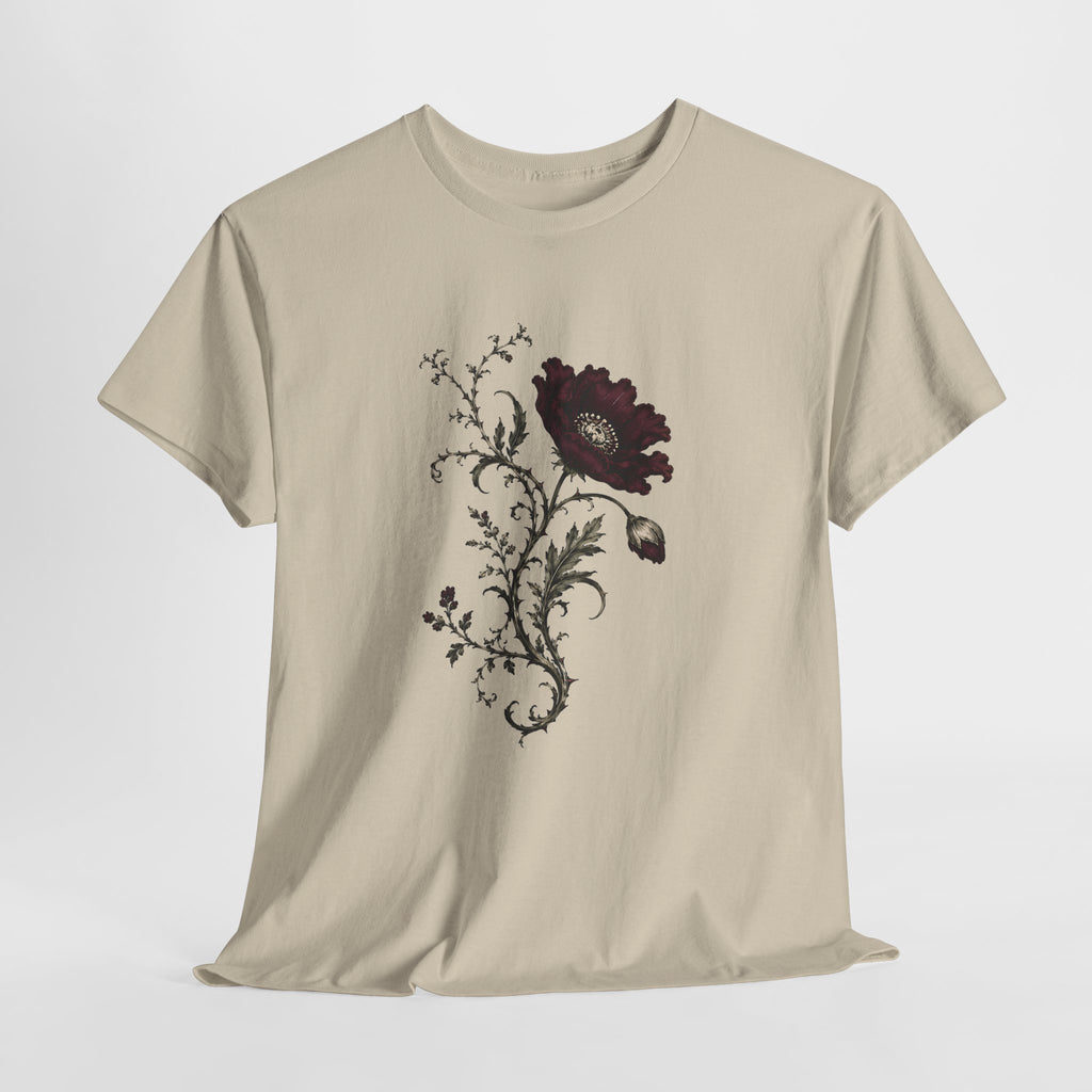 Vintage Burgundy Botanical Engraving T-Shirt
