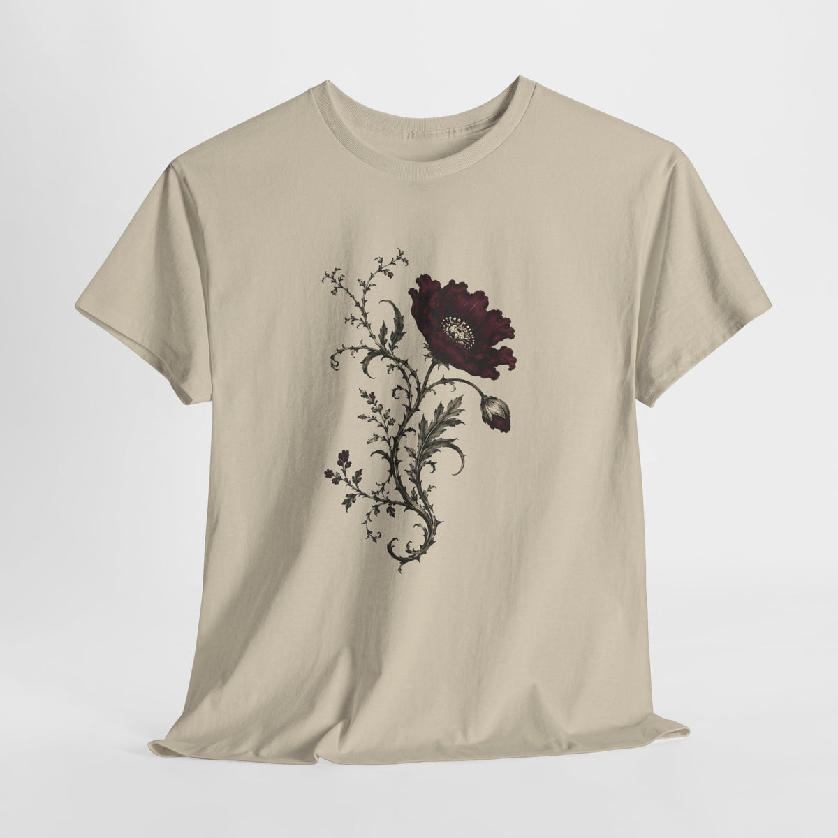 Vintage Burgundy Botanical Engraving T-Shirt