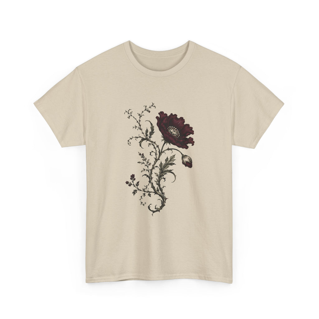 Vintage Burgundy Botanical Engraving T-Shirt