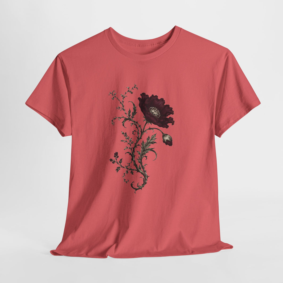 Vintage Burgundy Botanical Engraving T-Shirt