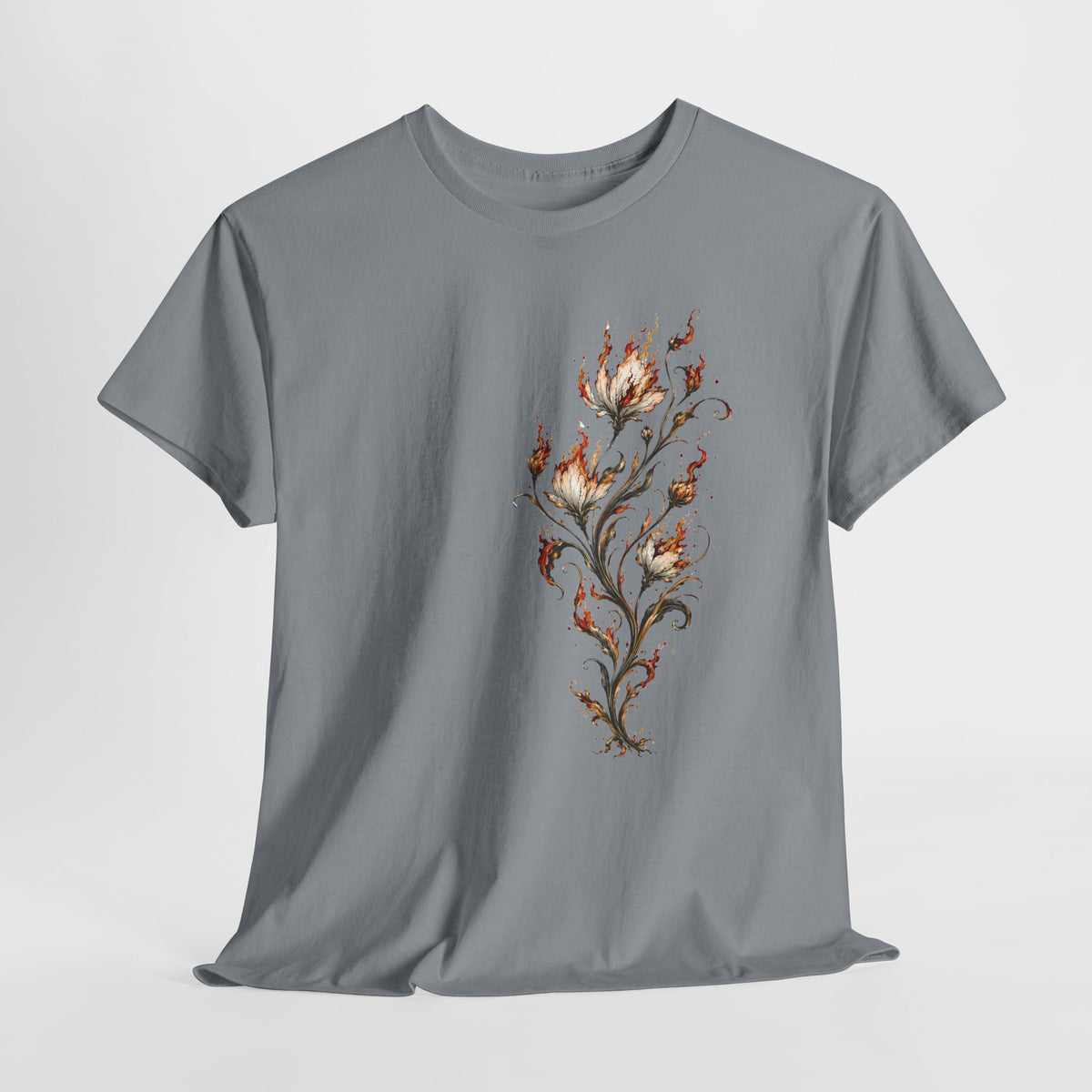 Burning Floral Engraving T-Shirt