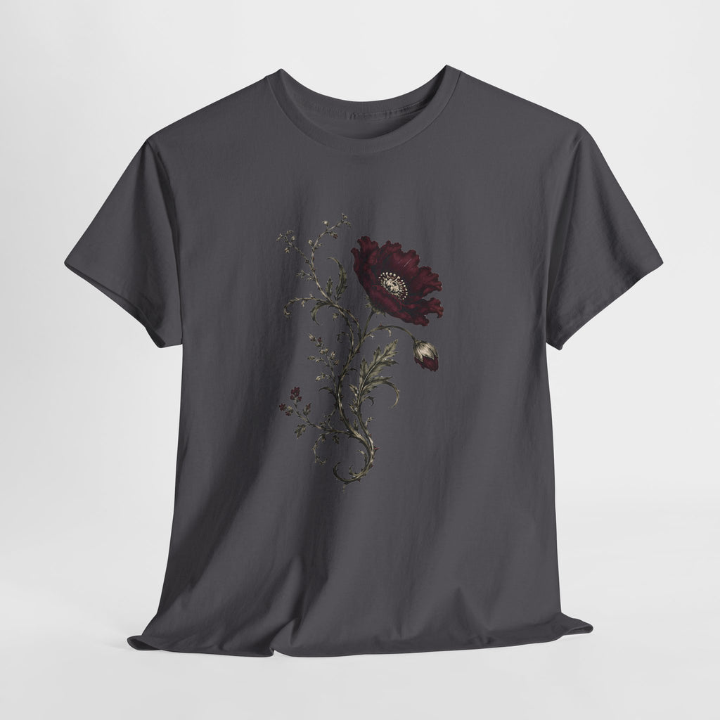 Vintage Burgundy Botanical Engraving T-Shirt